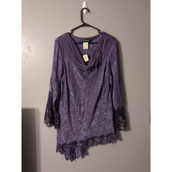 S.L. Fashions Purple Vintage Blouse Plus Size 16W NWT - Picture 1 of 10